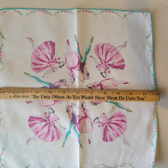 Ballerina Hankie ~ Handkerchief ~ Vintage ~ MCM ~ Pretty! - Picture 16 of 16